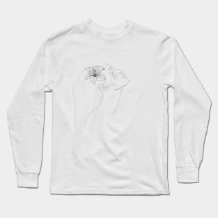 Sensual woman with flower Long Sleeve T-Shirt